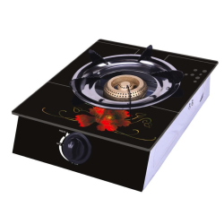 Aragaz din sticla securizata 1 ochi din fonta aprindere pe quartz negru