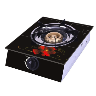 Aragaz din sticla securizata 1 ochi din fonta aprindere pe quartz negru