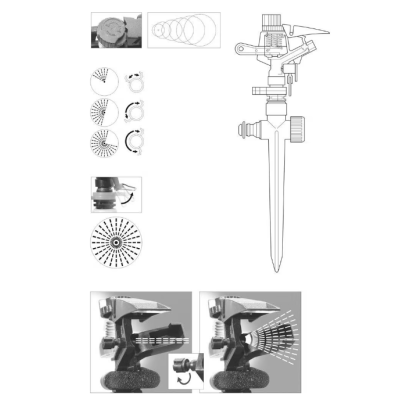 Aspersor metalic cu 6 moduri de dispersie