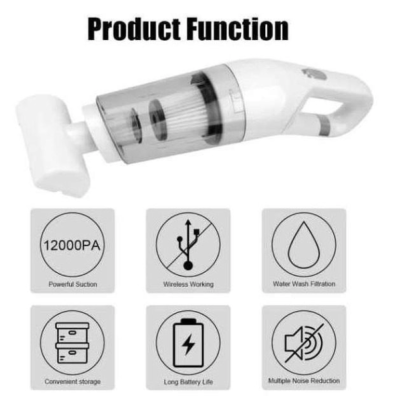 Aspirator ALB de mana JB-168 portabil silentios aspiratie puternica cu Usb 120W Alb