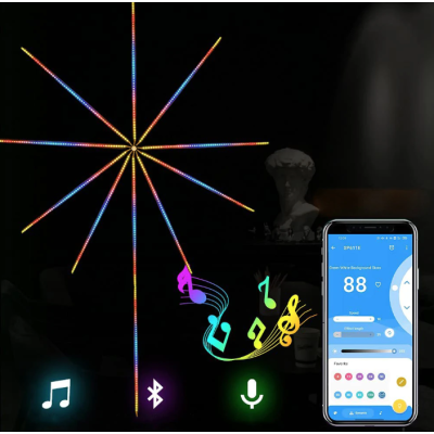 Banda artificii LEDBluetooth/USB Control prin telecomanda/telefon RGB Sincronizare audio 2 cm Multicolor