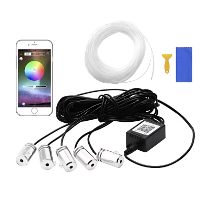 Banda LED auto design interactiv 6 m RGB impermeabil 12V 5W raza control 12 m control din aplicatie