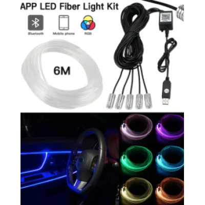 Banda led auto fibra optica cu bluetooth
