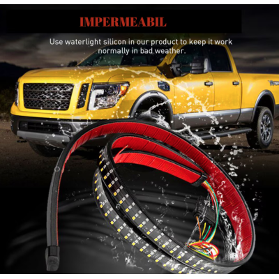 Banda LED autoadeziva rosu galben alb Iluminare 1.5M 12V pentru masina
