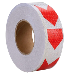 Banda reflectorizanta ALBA cu sageata ROSIE tip fagure rola 25m x 5 cm