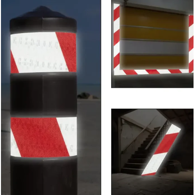 UB Banda reflectorizanta ALBA cu sageata ROSIE tip fagure rola 25m x 5 cm