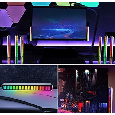 Bara RGB 32 leduri sincronizare muzicala 18 culori (bara de ritm) ACUMULATOR + USB C