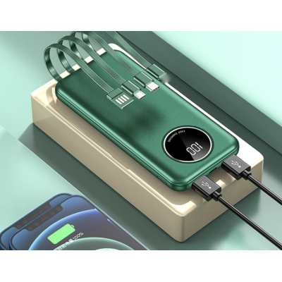 UB Baterie externa 10000mAh capacitate 5 iesiri si cabluri pentru smartphone si display