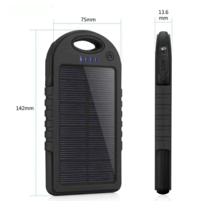 Baterie externa cu incarcare solara 5000 mAh 2 x USB