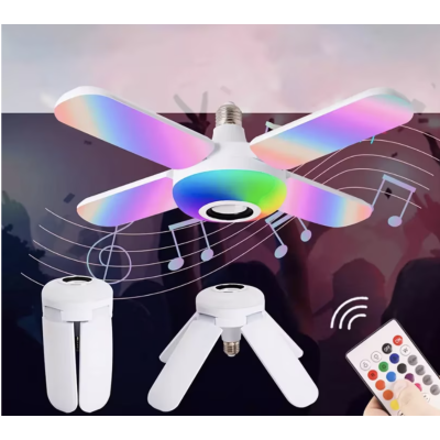 Bec LED 4 elice RGB boxa incorporata bluetooth telecomanda