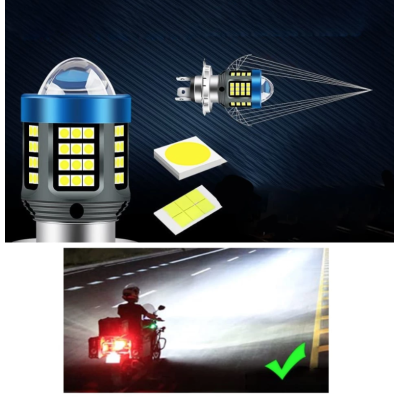 Bec Led H4 MOTO cu doua faze 3030 cu 61 LED SMD temperatura 6000k putere 160W 15000 lm