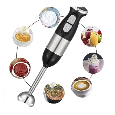 Blender de mana multifunctional cu doua trepte de viteza si doua lame din otel inoxidabil functie de mixare tocator 500W