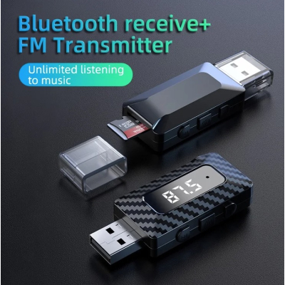Bluetooth 2 in 1 receiver transmitter W3 cu display lcd pentru muzica pe frecventa radio