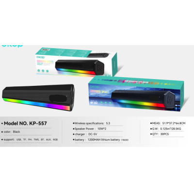 Boxa Bluetooth KP 557 putere 10W USB TF FM TWS BT AUX si lumina RGB