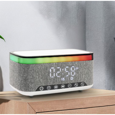 Boxa Bluetooth KP 559 3 in 1 cu incarcator wireless ceas si iluminare LED 10W