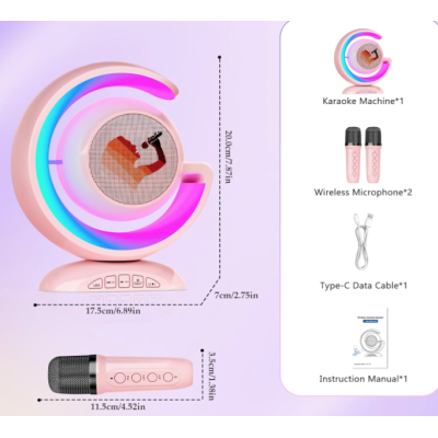 Boxa karaoke cu 2 microfoane wireless Bluetooth USB MI