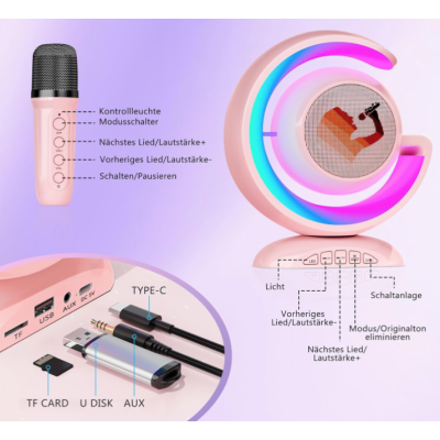 Boxa karaoke cu 2 microfoane wireless Bluetooth USB MI