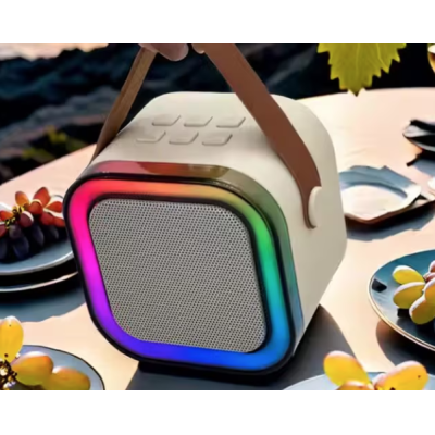 Boxa Karaoke Portabilă K12 cu 2 Microfoane Wireless LED RGB Radio FM
