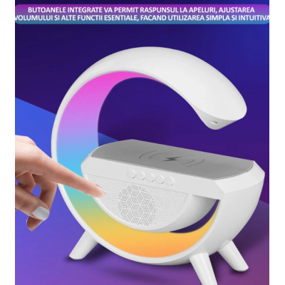 Boxa multifunctionala G500 3 in 1 lampa LED RGB smart bluetooth incarcator telefon wireless lumina RGB