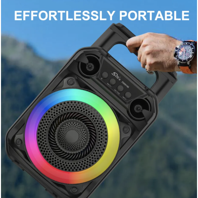 Boxa portabila bluetooth ZQS 6166 cu led RGB si maner transport