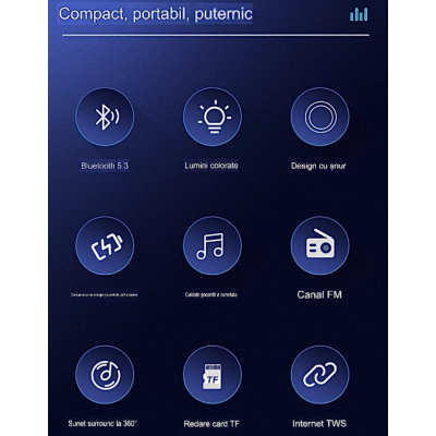 Boxa Portabila KP 560 Bluetooth 5.3 LED Joc de lumini 1200mAh 5W USB