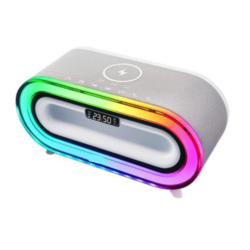Boxa portabila MD S306 cu incarcare wireless LED RGB ceas si alarma