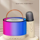 Boxa rotunda de karaoke portabila cu 2 microfoane wireless player muzical CH