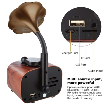 Boxa tip gramofon cu wireless din lemn B5