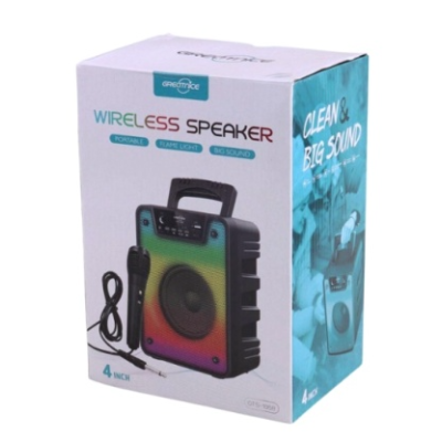Boxa wireless GTS 1868 cu bluetooth USB lumini si microfon