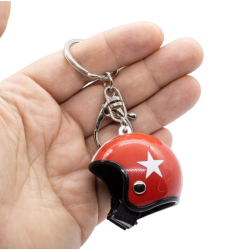 Breloc Chei Model Casca Moto Rosu