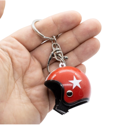 Breloc Chei Model Casca Moto Rosu