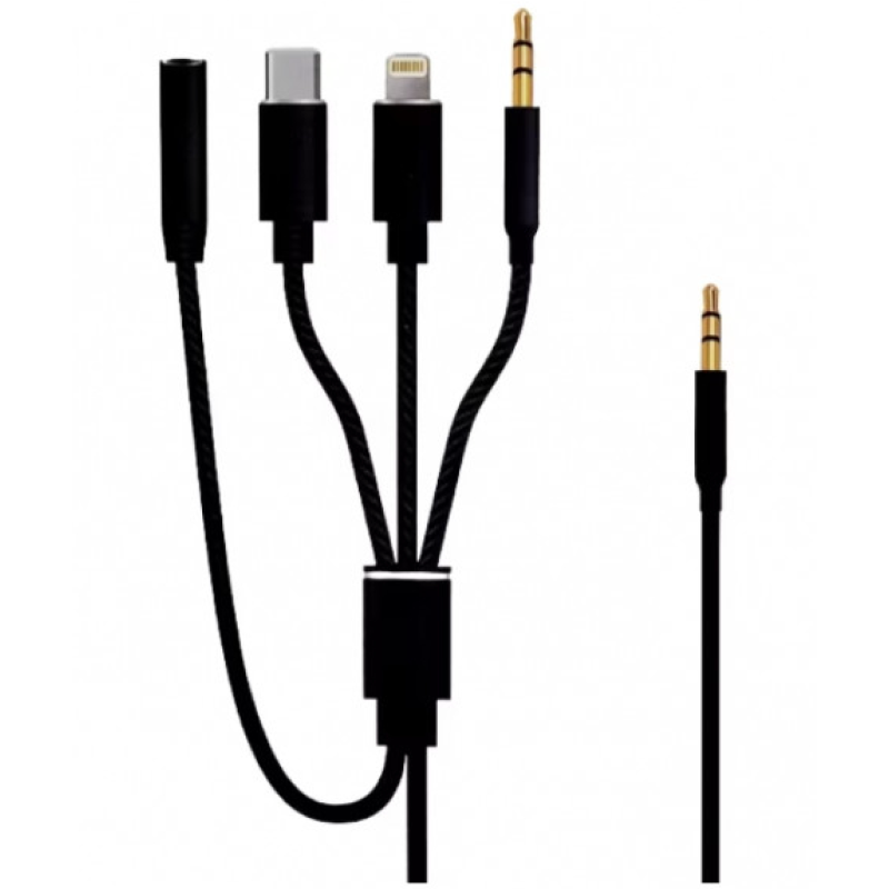 Cablu Adaptor Auxiliar Audio Jack 3.5mm 4in1 Andowl QSX12