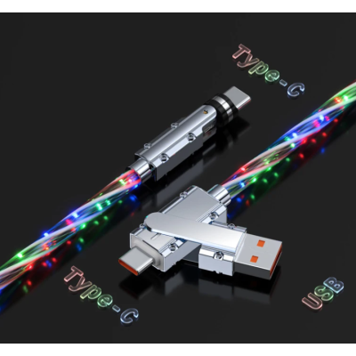 Cablu de date cu incarcare super rapida si lumina LED PD 4 in 1