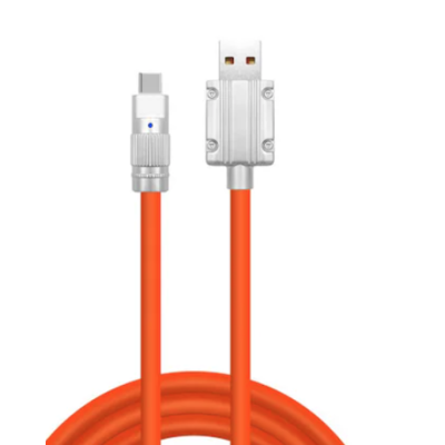 Cablu de date USB cu USB C 120W 6A 1m Portocaliu capete Metalice TYPE C