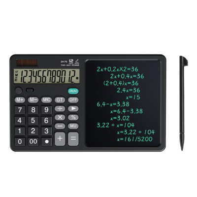 Calculator stiintific ecran LCD 7 inch 12 cifre solar/baterie negru 25.3x15.9x1.6cm