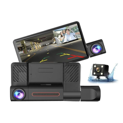 Camera auto de bord tripla Full HD 1080P 3 camere fata+interior+marsarier Senzor de coliziune G-senzor Filmare continua Vedere nocturna