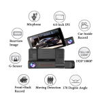 Camera auto de bord tripla Full HD 1080P 3 camere fata+interior+marsarier Senzor de coliziune G-senzor Filmare continua Vedere nocturna