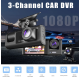 Camera auto DVR trei camere fata spate interior 1920*1296p super HD unghi larg de filmare 170 grade