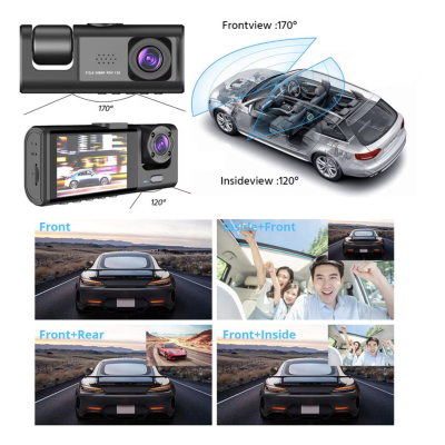 Camera auto DVR trei camere fata spate interior 1920*1296p super HD unghi larg de filmare 170 grade