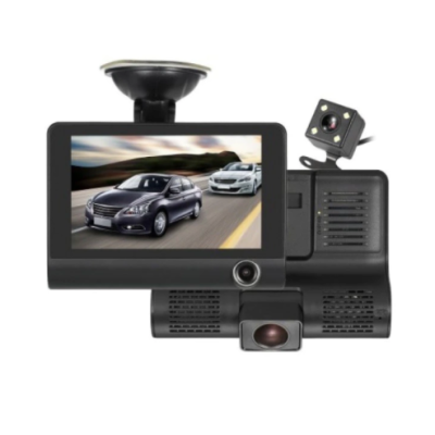 Camera Auto Tripla 3 in 1 ce Filmeaza in Fata in Interiorul si in Spatele Masinii