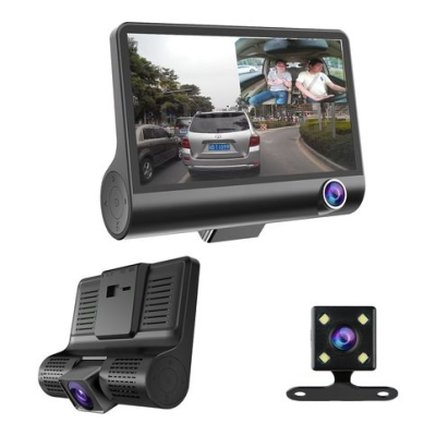 Camera auto tripla Full HD 3 camere fata/spate/interior ecran 4 inch G Senzor