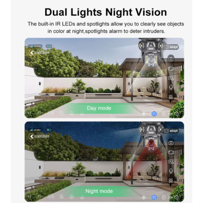 Camera de supraveghere 3 IN 1 M145 Tripla 6K cu 6 Megapixeli Wireless Rotire automata Inteligent tracking Supravegheaza 3 zone simultan