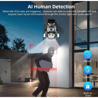 Camera de supraveghere Dubla PTZ 8MP 4K Q S800 cu Aplicatie GRI