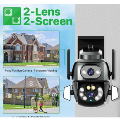 Camera de supraveghere Dubla PTZ 8MP 4K Q S800 cu Aplicatie GRI