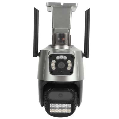 Camera de supraveghere dubla WIFI 8MP exterior/interior Ultra HD 5X zoom comunicare bidirectionala GRI