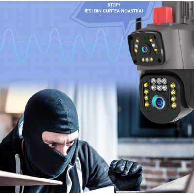 Camera de supraveghere FullHd 4MP PTZ WiFi exterior/interior Night Vision Color Comunicare bidirectionala Intelligent tracking