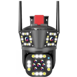 Camera de supraveghere inteligenta 4K cu senzor de miscare LED infrarosii si lumini LED albe