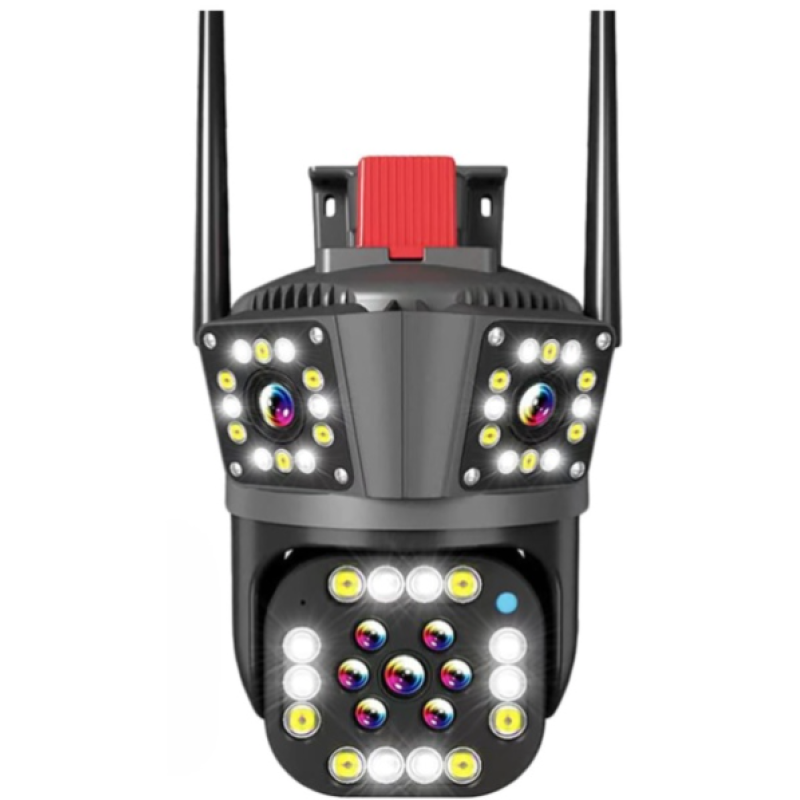 Camera de supraveghere inteligenta 4K cu senzor de miscare LED infrarosii si lumini LED albe