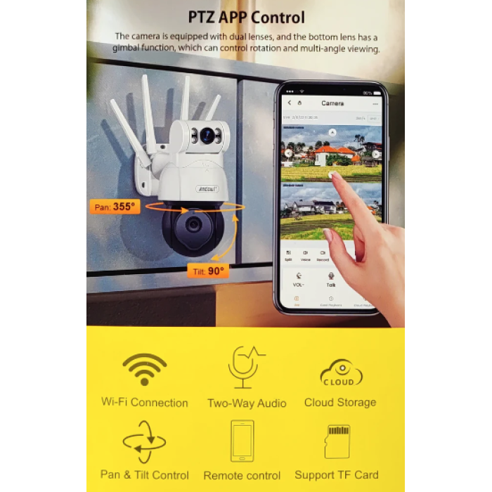 Camera Dubla Camera dubla 4K HD Wifi cu vedere bidirectionala Model QSX920