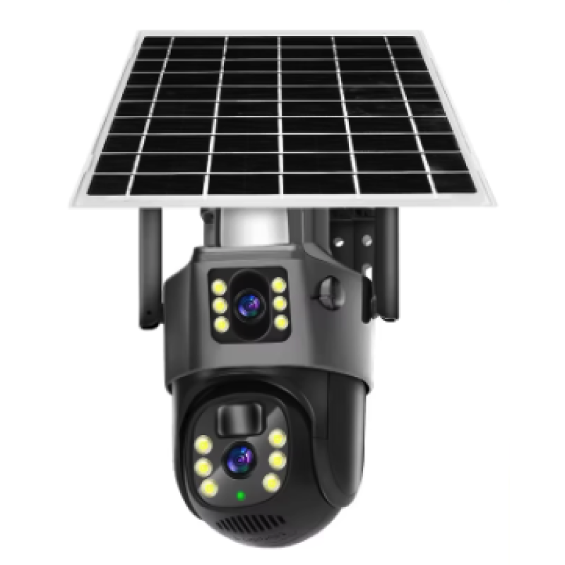 Camera Supraveghere Dubla cu Panou Solar Ultra HD Dual Camera 5MP